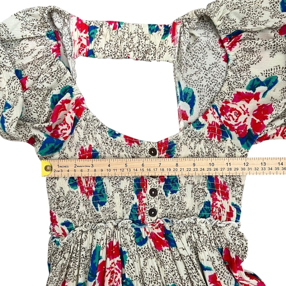 Free People Endless Summer Summer Picnic Printed Smocked Mini Dress XS - Picture 7 of 8